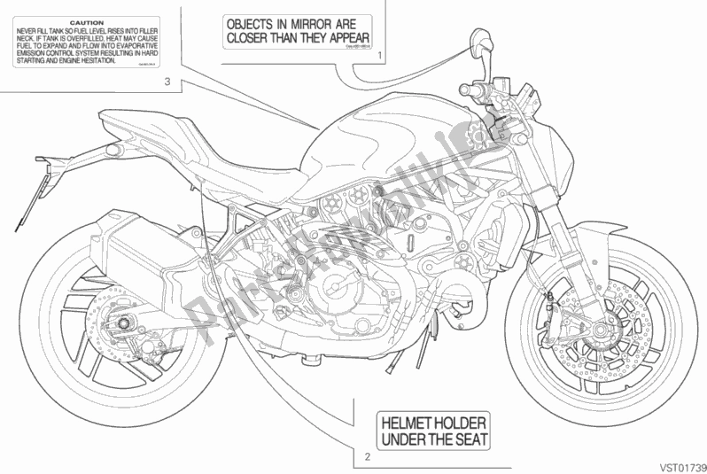 Toutes les pièces pour le Posizionamento Targhette du Ducati Monster 821 USA 2019
